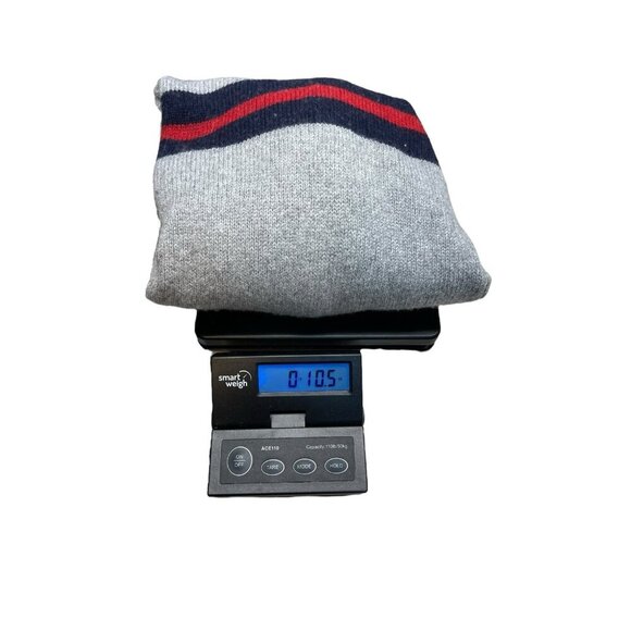 Brandy Melville Pullover Sweater Grey Blue & Red Stripe wool cashmere blend L - Picture 6 of 6